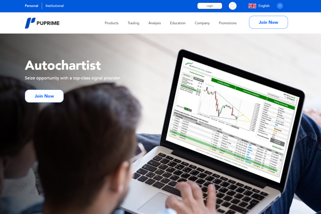 برنامج Autochartist في تطبيق PU PRIME